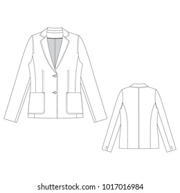 Vector illustration of women's blazer. Front and back