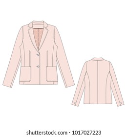 Vector illustration of women's blazer. Front and back