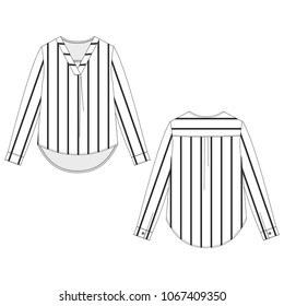 Vector illustration of women's blouse. Front and back