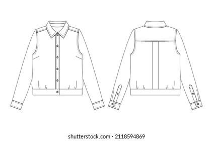 Vector illustration of women's blouse. Front and back