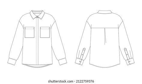 Vector illustration of women's blouse. Front and back