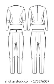Vector illustration of women's blouse and pants