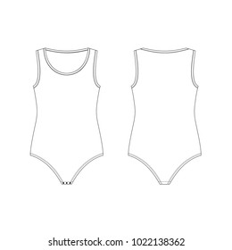 Vector illustration of women's bodysuits. Front and back.