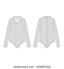 Vector illustration of women's bodysuits. Front and back