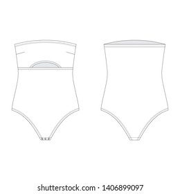 Vector illustration of women's bodysuits. Front and back