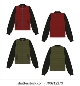 Vector illustration of women's bomber. Colored set