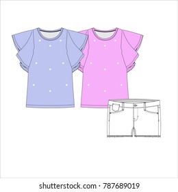 Vector illustration of women's colored set. 