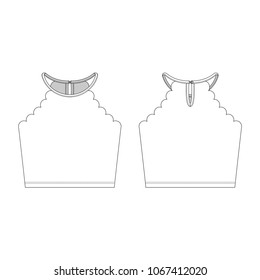 Vector illustration of women's crop top. Front and back