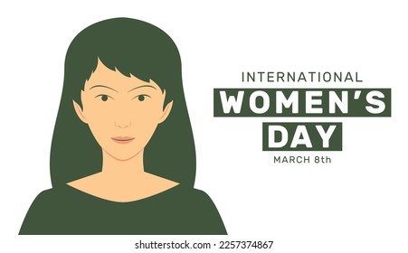 Vektorgrafik von Frauentag-Poster mit weiblichem Gesicht. Der Aktivismus für die Rechte der Frauen