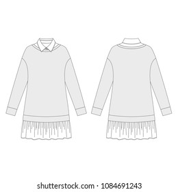 Vector illustration of women's dress. Front and back