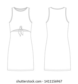 Vector illustration of women's dress. Front and back