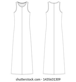 Vector illustration of women's dress. Front and back