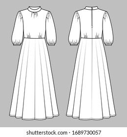 Vector Illustration Womens Dress Front Back Stock Vector (Royalty Free ...