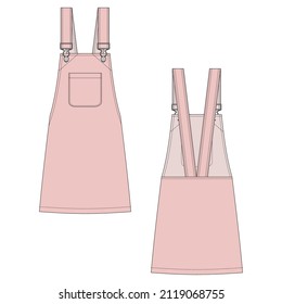 Vector illustration of women's dress. Front and back