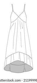 Vector illustration of women's dress. Front and back