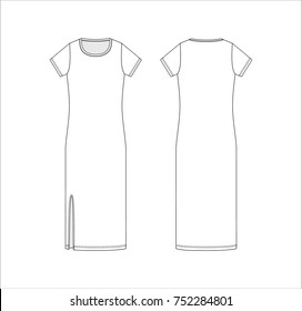 Vector illustration of women's dress. Front and back