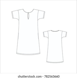 Vector illustration of women's dress. Front and back