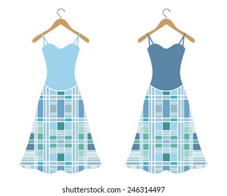 Vector illustration of women's dresses on a hanger