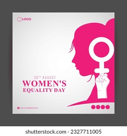 Vector illustration of Women's Equality Day social media story feed mockup template