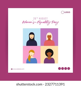 Vector illustration of Women's Equality Day social media story feed mockup template
