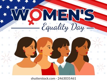 Vektorillustration zum Women's Equality Day in den Vereinigten Staaten am 26. August, mit dem Women Rights History Month und der amerikanischen Flagge Hintergrund