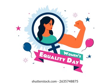 Vector Illustration for Women's Equality Day in the United States on August 26 Featuring the History of Women Rights and an American Flag Background