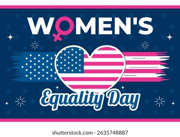 Vector Illustration for Women's Equality Day in the United States on August 26 Featuring the History of Women Rights and an American Flag Background