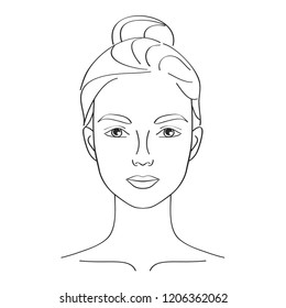 Vector illustration of women's head. 