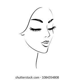 Vector illustration of women's head. Glamour fashion beauty woman face illustration.