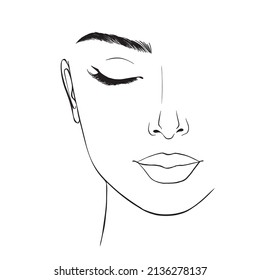 Ilustración vectorial de la cabeza de la mujer. Mujer glamurosa de belleza de moda en la cara de la ilustración.