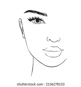 Vector illustration of women's head. Glamour fashion beauty woman face illustration.