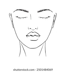 Vector illustration of women's head. Glamour fashion beauty woman face illustration.