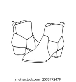 Vector illustration of women's high leather shoes, hand-drawn collection, formal shoes. Doodle vector sketch illustration. Suitable for your ankle boots design, isolated on a white background