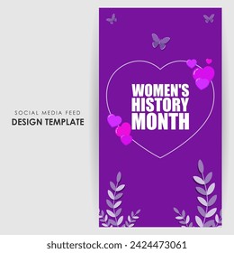 Vector illustration of Womens History Month social media feed template