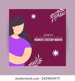 Vector illustration of Womens History Month social media feed template