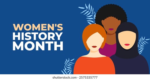 Vector illustration of Women's History Month social media template