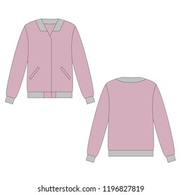 Vector illustration of women's jacket. Front and back