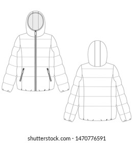 Vector illustration of women's jacket. Front and back