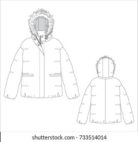 Vector illustration of women's jacket. Front and back