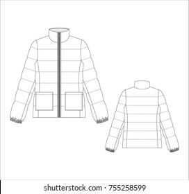 Vector illustration of women's jacket. Front and back