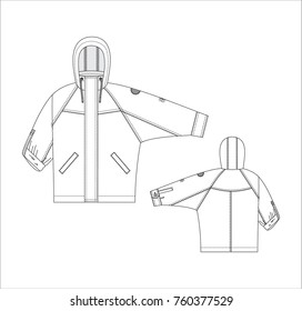 Vector illustration of women's jacket. Front and back