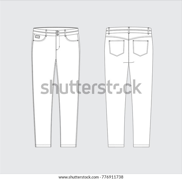 Vector Illustration Womens Jeans Front Back Stock Vector (Royalty Free ...
