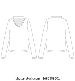 Ilustración vectorial de la camiseta femenina. Delantero y atrás