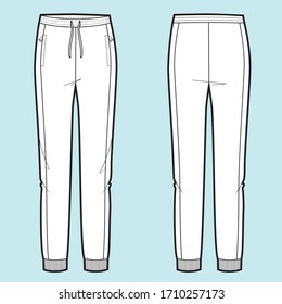 Vector illustration of women's joggers pants. Front and back