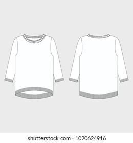 Vector illustration of women's jumper. Front and back