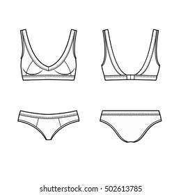 Fashionable Technical Drawing Lingerie Set Fashion Stock Vector ...