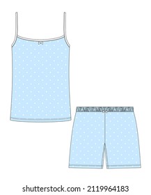 Vector illustration of women's pajamas. Front view.
