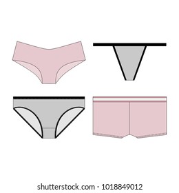 Vector illustration of women's panties. Colored set