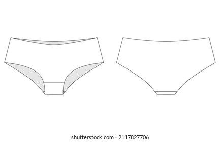 Vector illustration of women's panties. Front and back view.