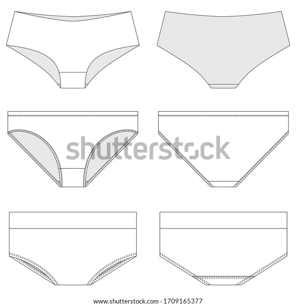 Vector Illustration Womens Panties Front Back Stock Vector (Royalty